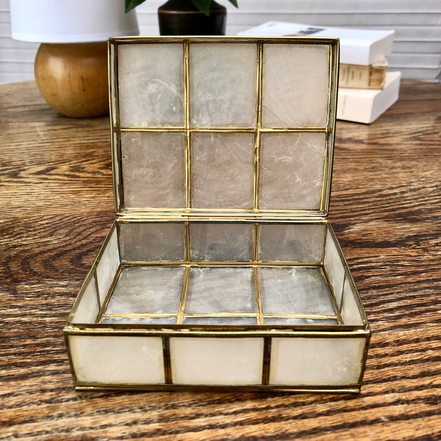 Mother-of-pearl and brass box