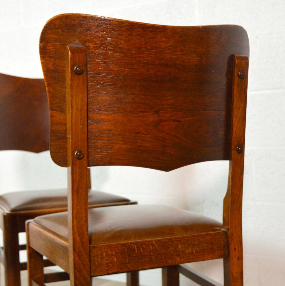 Set of 4 wood and vinyl bistro chairs 1930