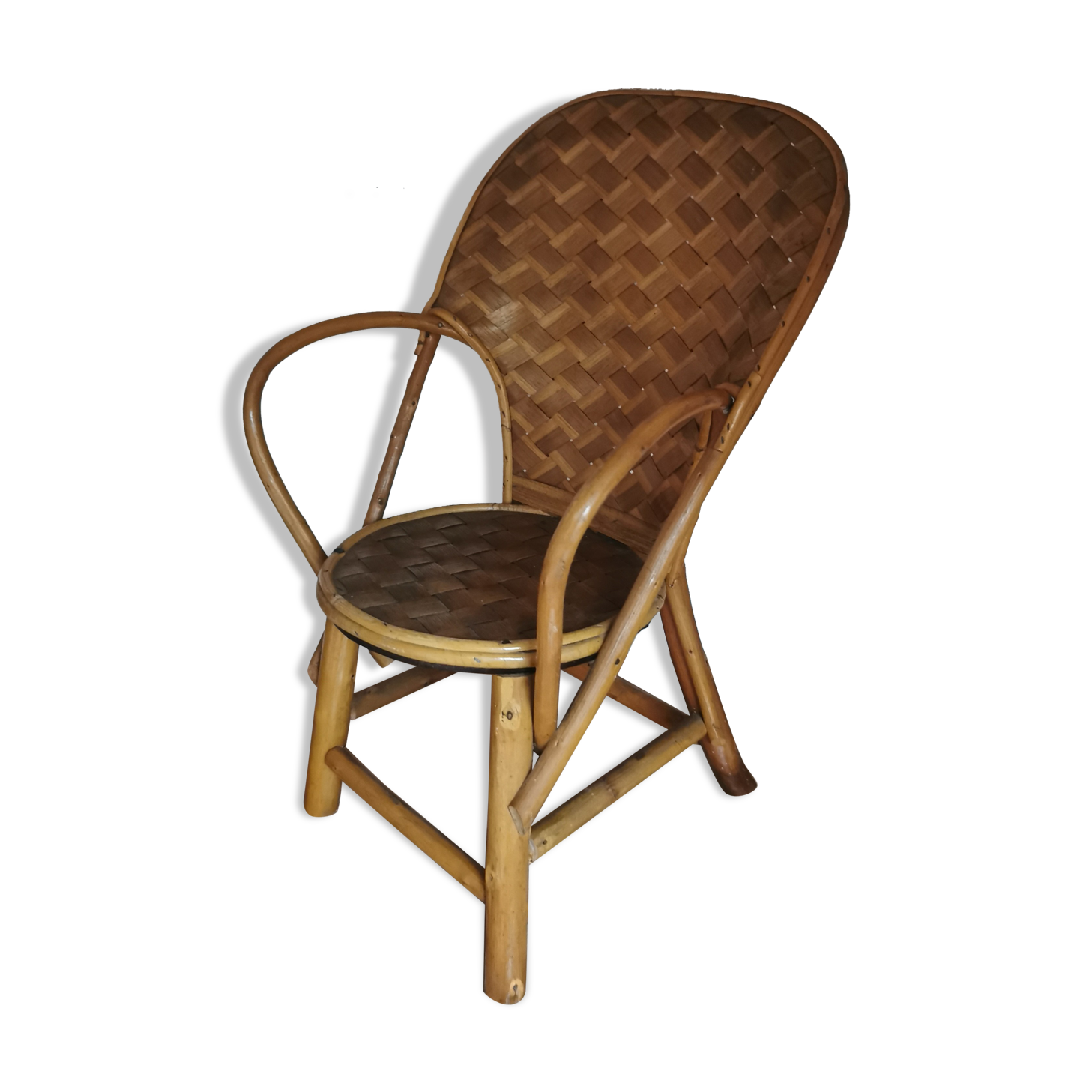 Vintage chestnut wood child chair