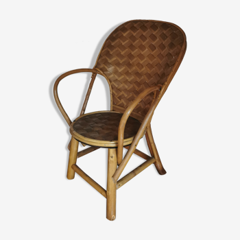 Vintage chestnut wood child chair