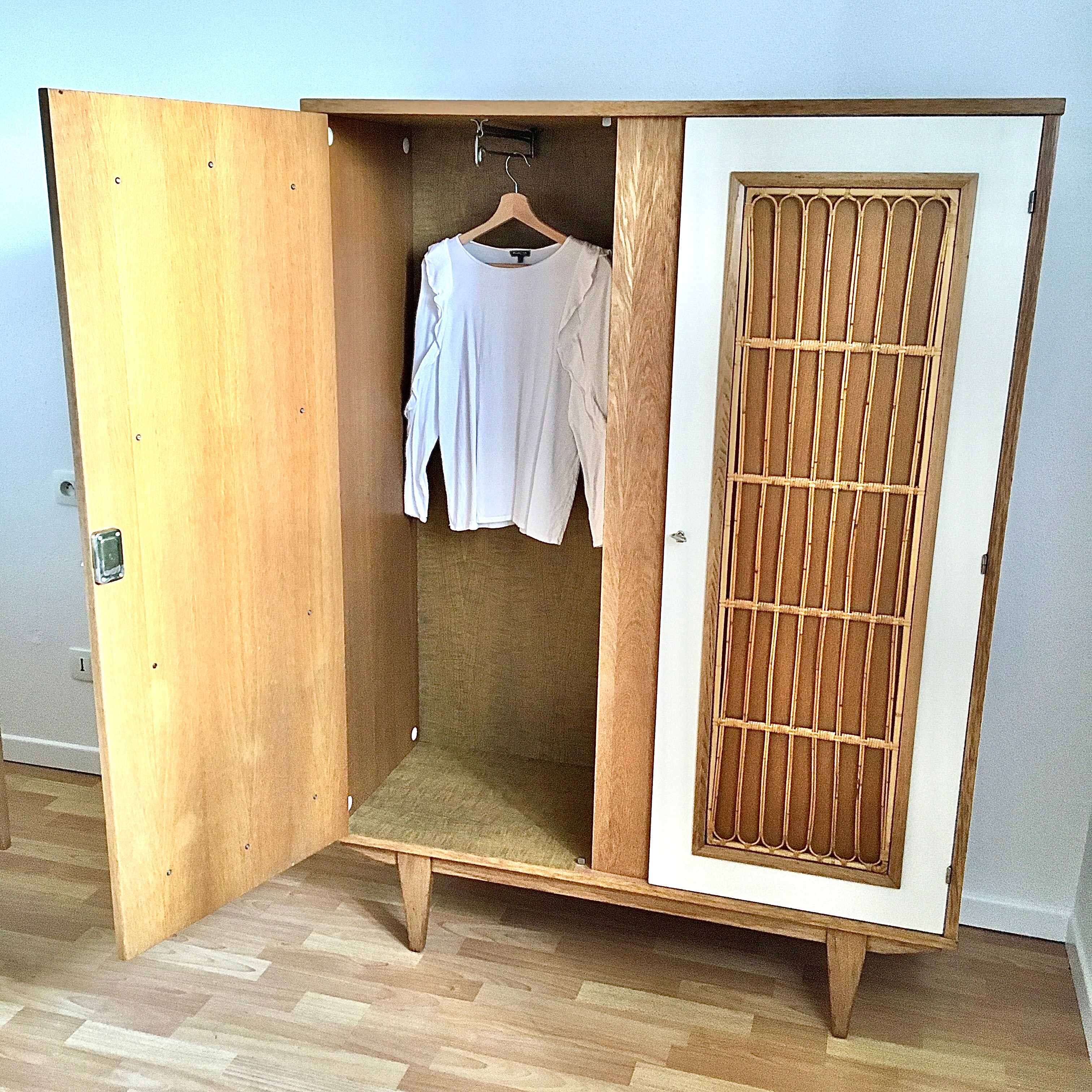 Wood and rattan cabinet