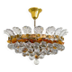Vintage Murano glass chandelier, solid brass, Spain 1960s.