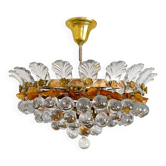 Vintage Murano glass chandelier, solid brass, Spain 1960s.