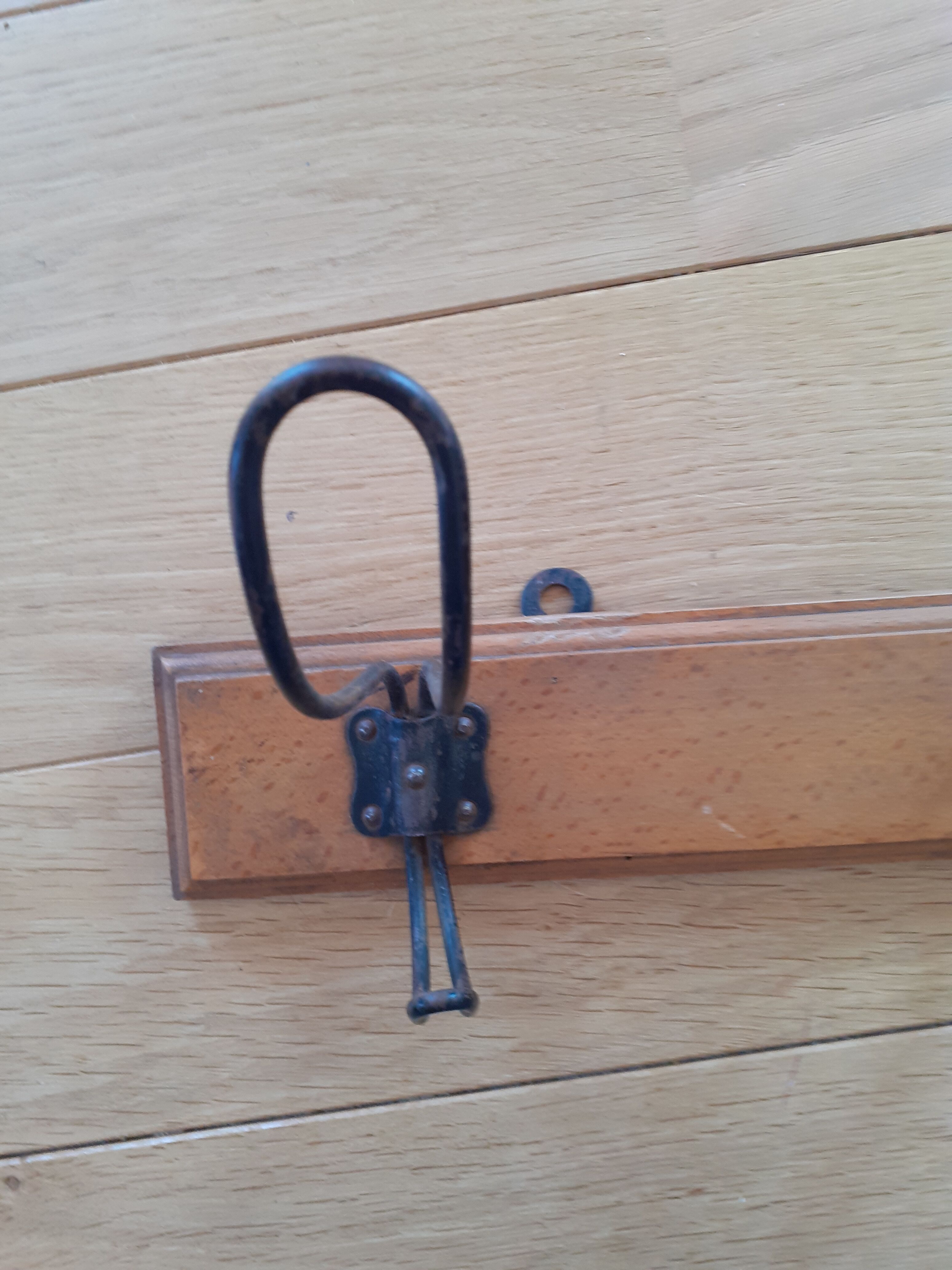 Coat rack three double hooks school style