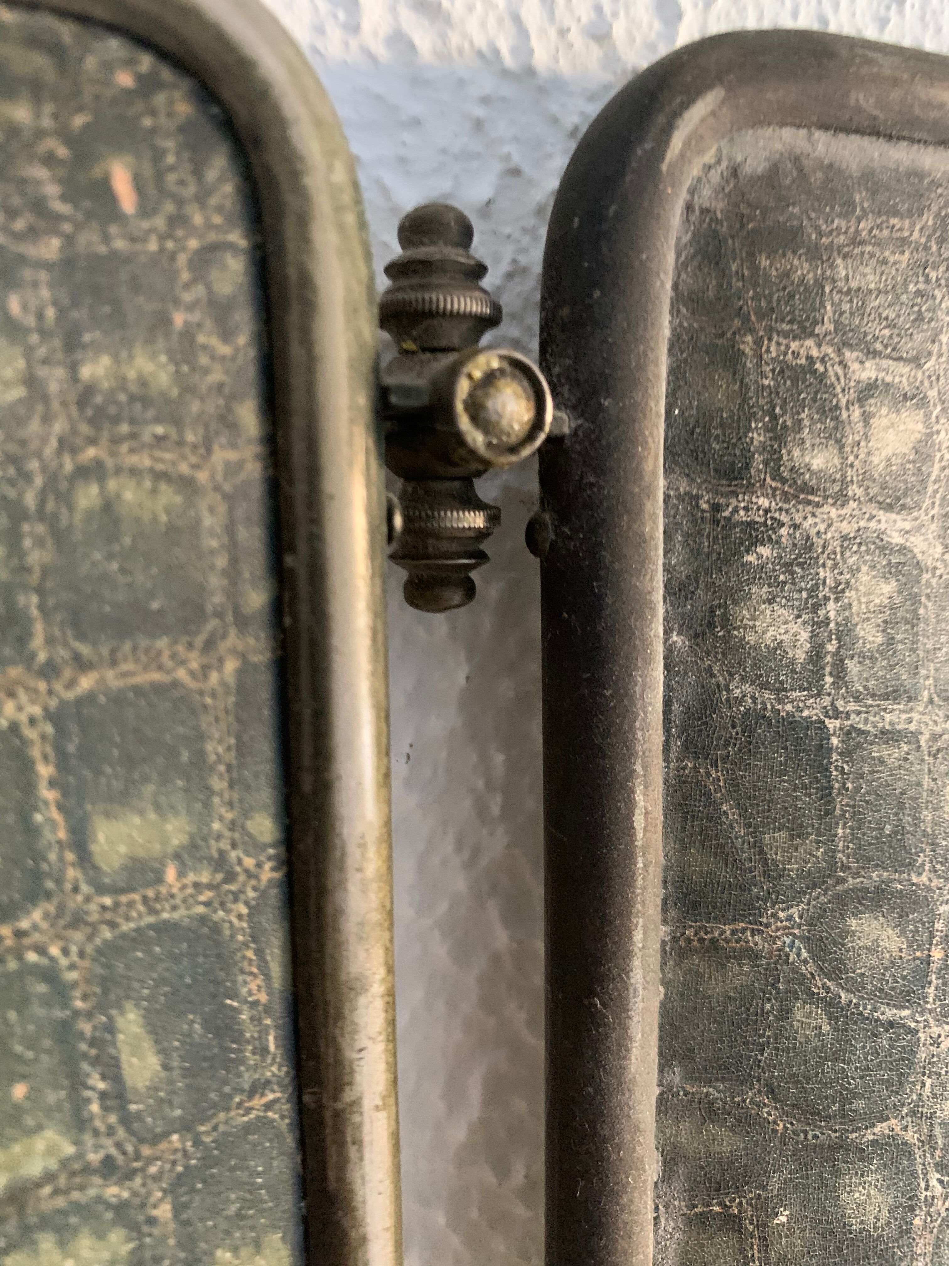 Vintage mirror 1930 triptych beveled barber crystal - 28 x 58 cm