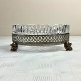 Cendrier en cristal taillé et métal argenté