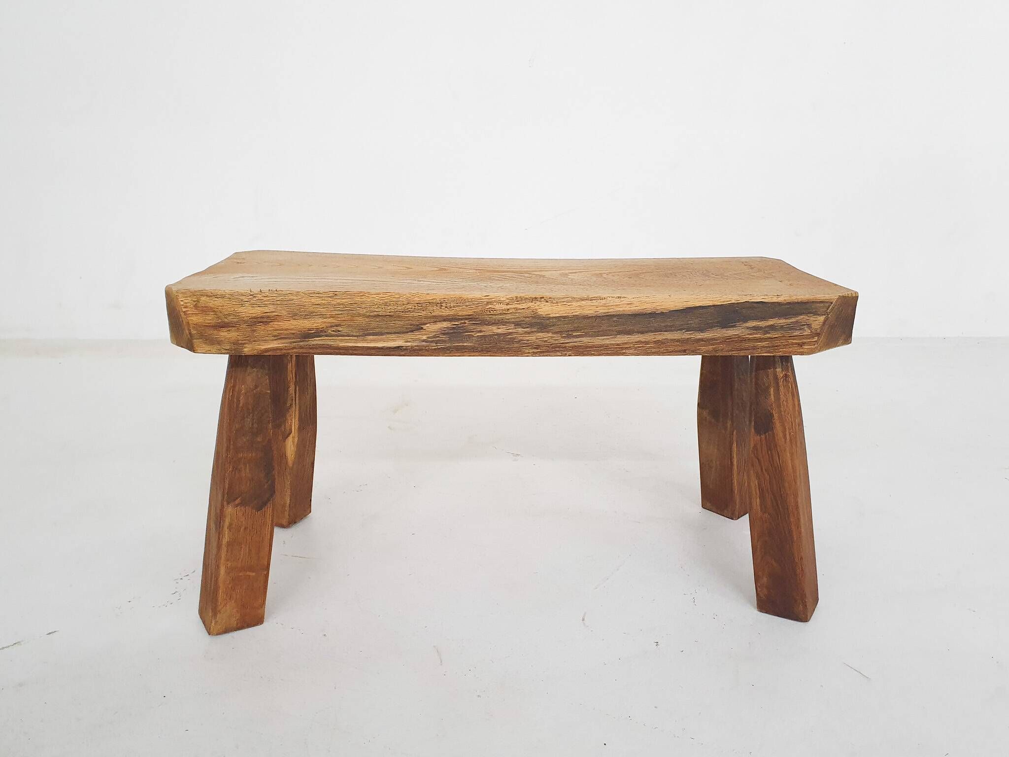 Solid oak side table, The Netherlands 1970's