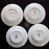 Mismatched vintage half-soup plates in ironstone - Green decor