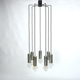 Vintage suspension lamp in chrome metal and glass 1970