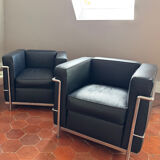 Pair of leather armchairs
