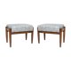 Pair of vintage stools in white and blue linen from the mid-century, Edmund Homa, 1960s.