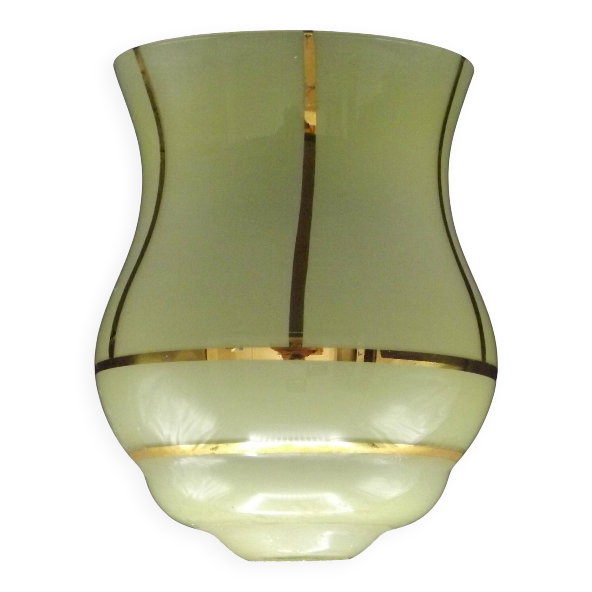 French vintage yellow Art Deco replacement shade with gold detailing 0081.