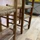 Pair of rustic-style vintage straw wood brutalist chairs