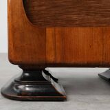 Art Deco Walnut Stool with Original velvet Upholstery, Italy ca. 1920