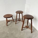 Trio of old tripod stools