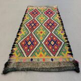 Vintage Turkish Mini Kilim 95x42 cm Wool Small Kelim Runner, shabby Chic