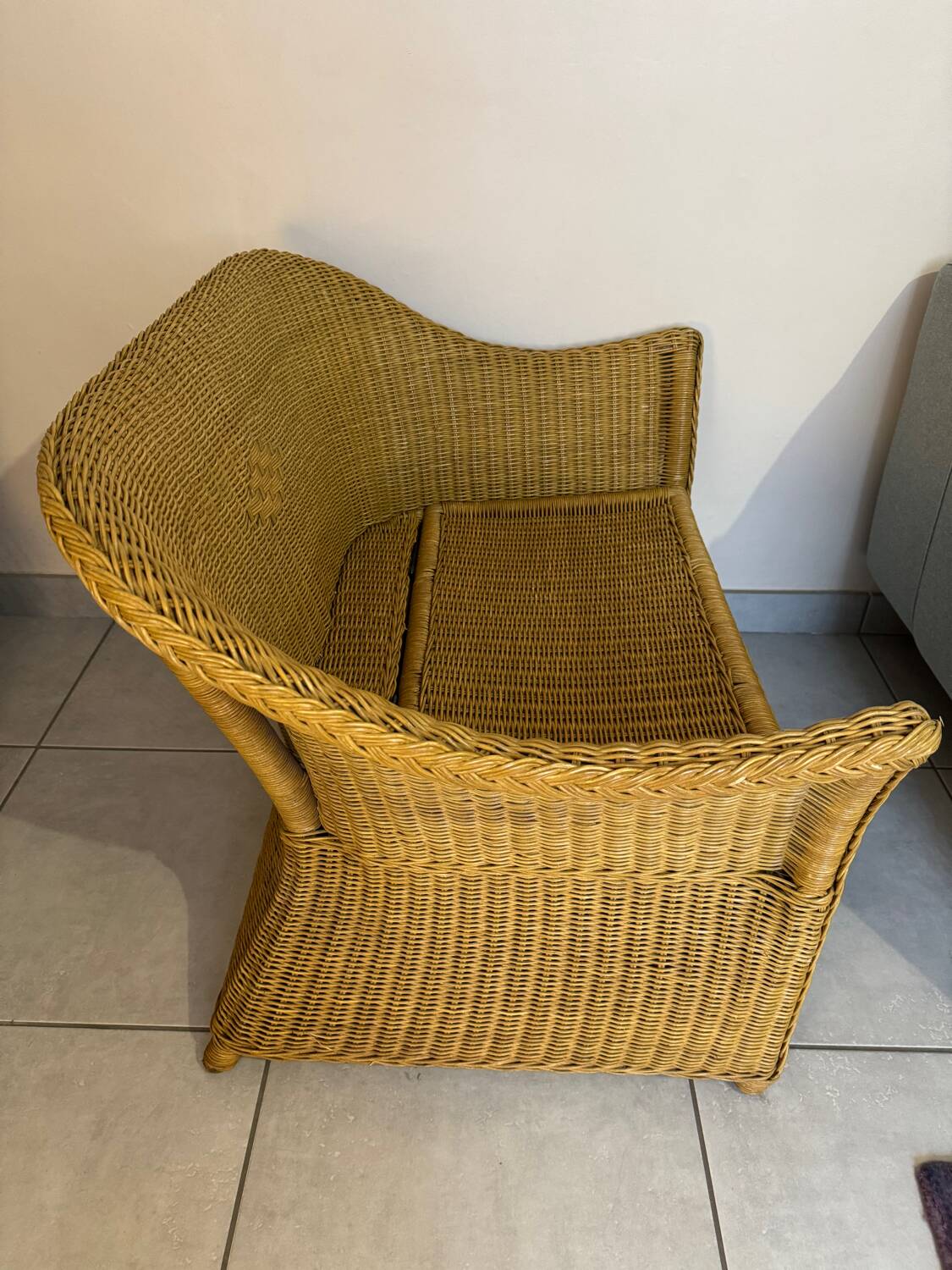 Rattan storage bench