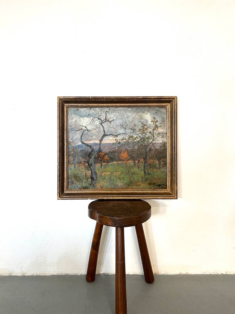 Painting “Wooded Landscape”, Oil on panel