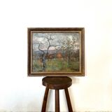 Tableau « Paysage arboré » , Huile sur panneau