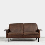 Canapé 2 places vintage moderne en cuir marron 3330 par Arne Vodder pour Fritz Hansen