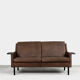Canapé 2 places vintage moderne en cuir marron 3330 par Arne Vodder pour Fritz Hansen