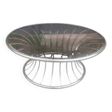 Table basse chrome et verre fumé