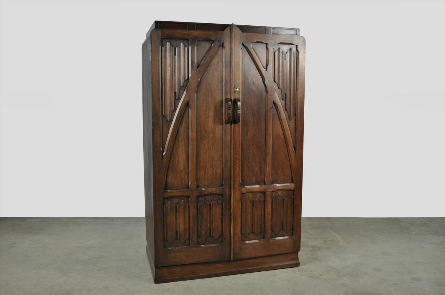 Unique wooden wardrobe and/or hall cupboard in Art Nouveau style, 1930.