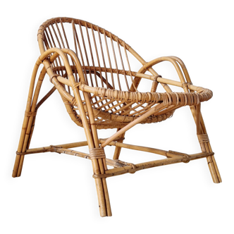 Vintage rattan armchair - adult basket chair from the 1960s