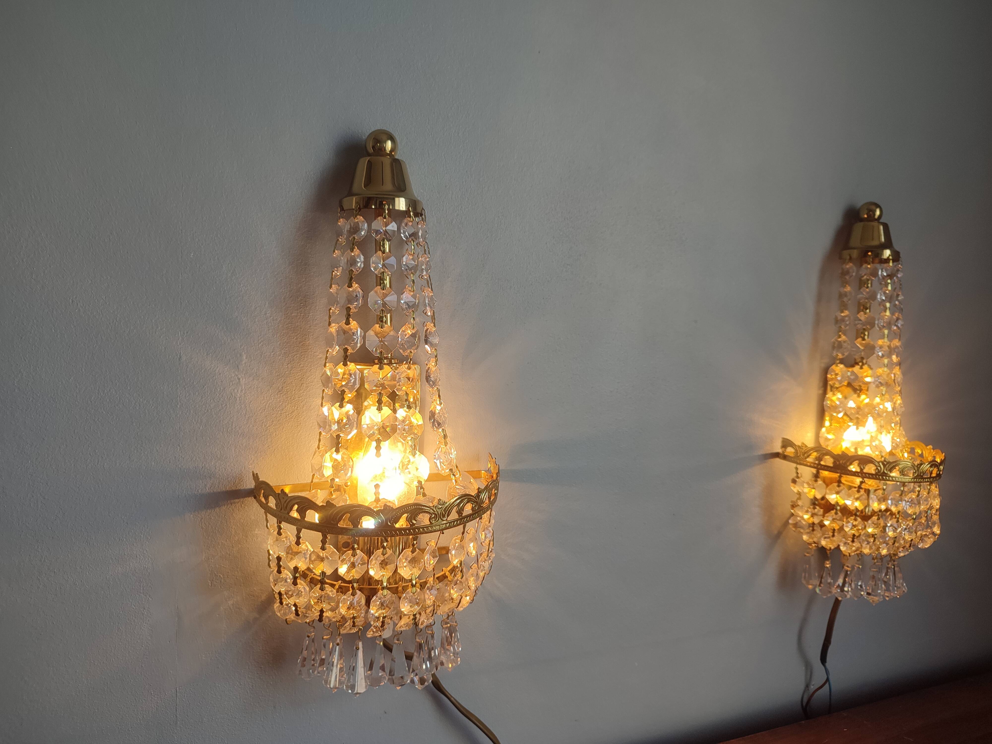 Pair of vintage Presiosa crystal wall lights