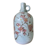 Signed ceramic bottle vase, cherry blossoms, 70s