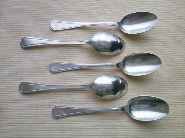 Set of 5 silver metal soup spoons Alfénide Model Tosca
