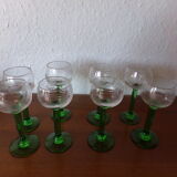 Crystal liqueur glass green foot grape pattern