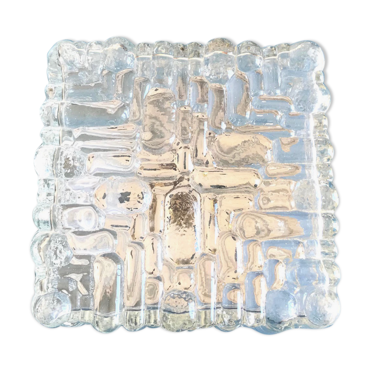 Square ceiling lamp in molded glass