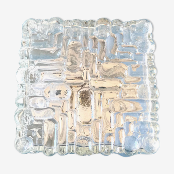 Square ceiling lamp in molded glass