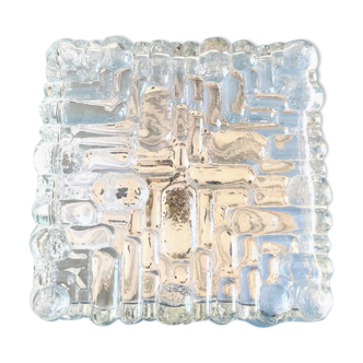 Square ceiling lamp in molded glass