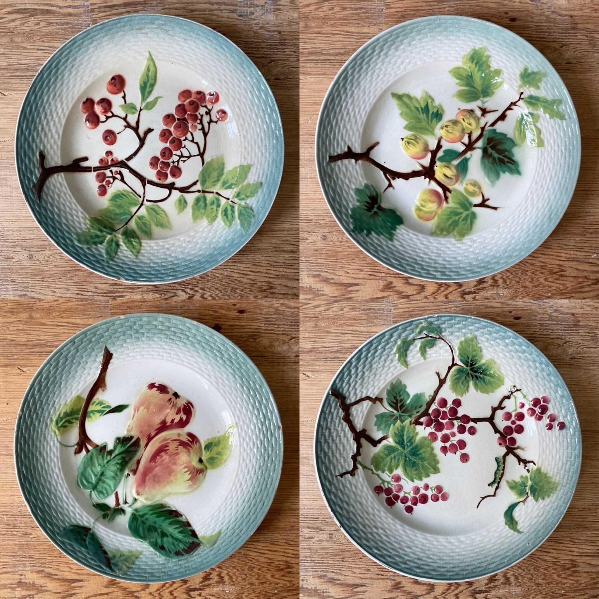 Set of 4 dessert plates in slurry St Amand Hamage