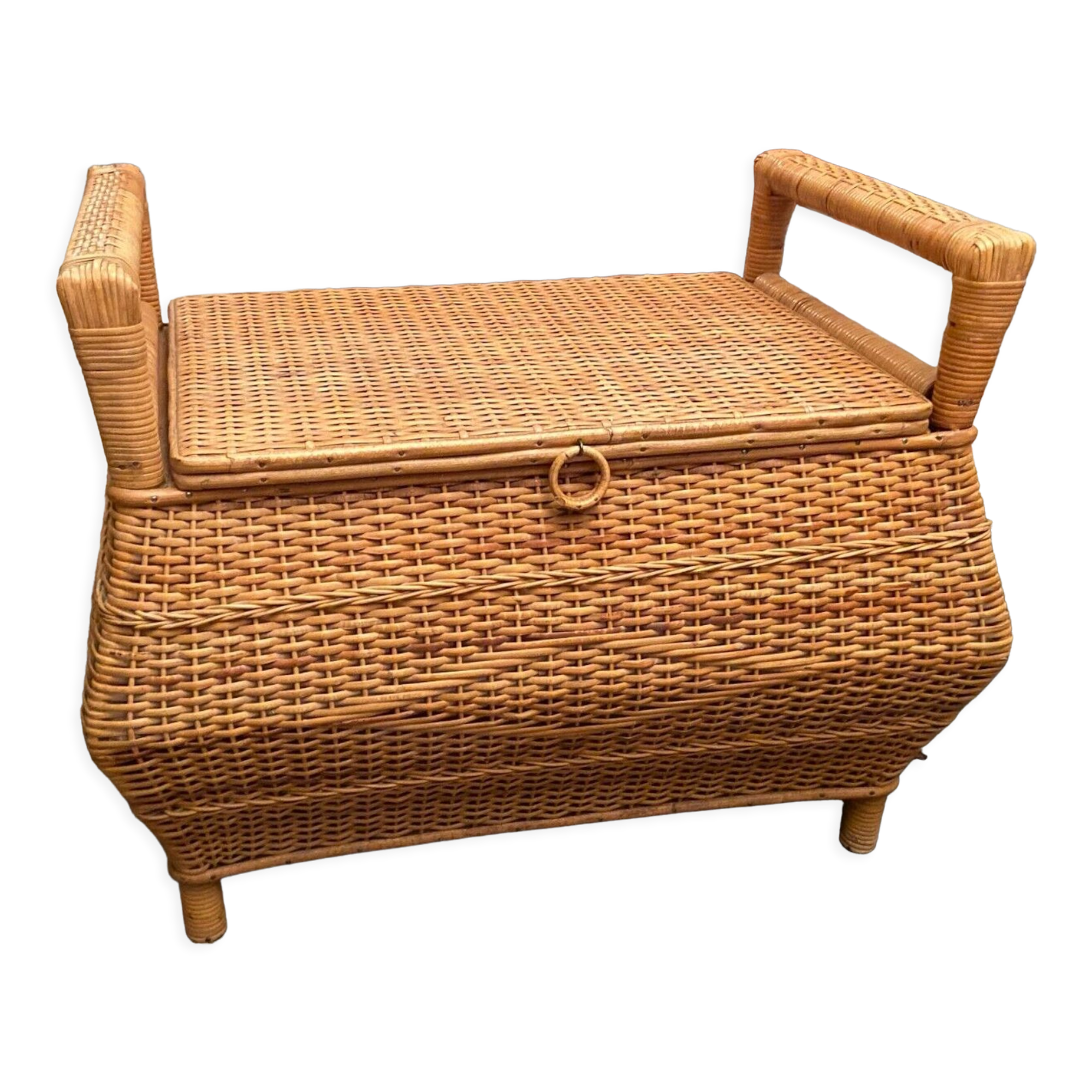 Rattan bench chest 1970-1980