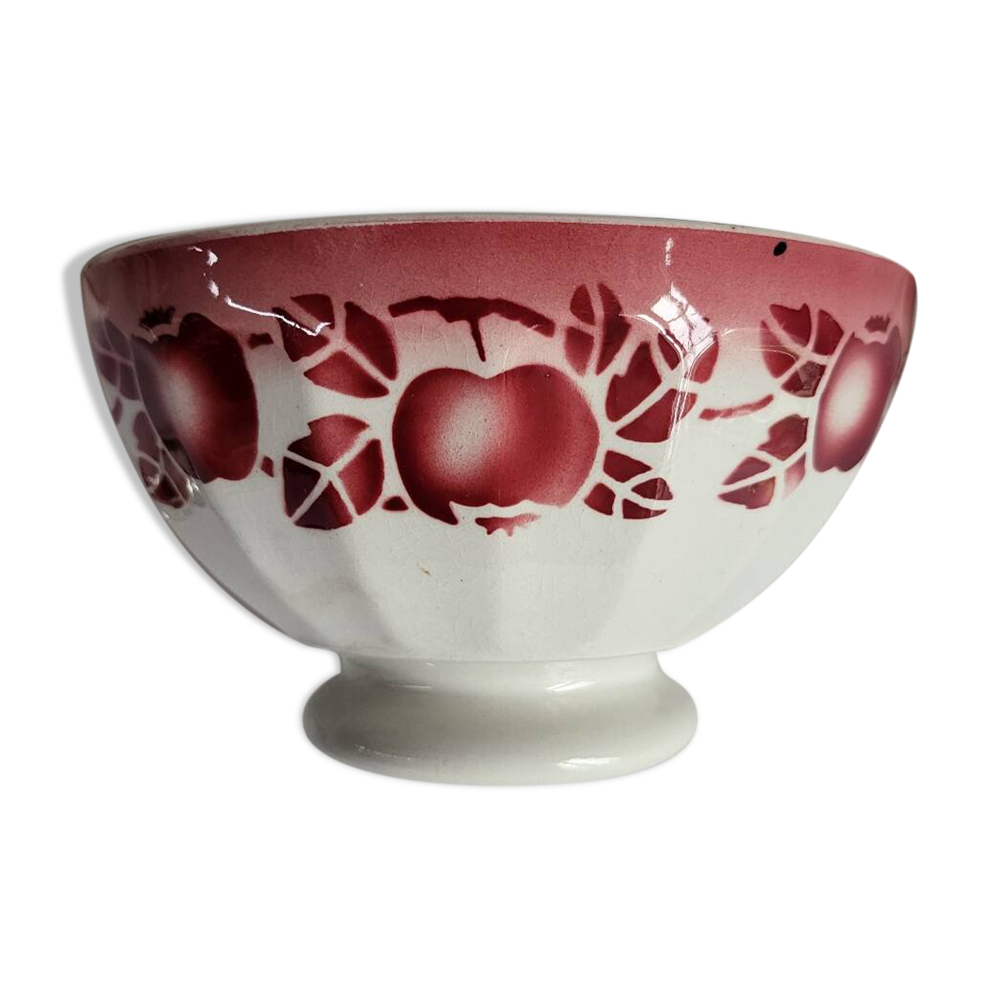 Antique faceted earthenware bowl, Digoin Badonviller