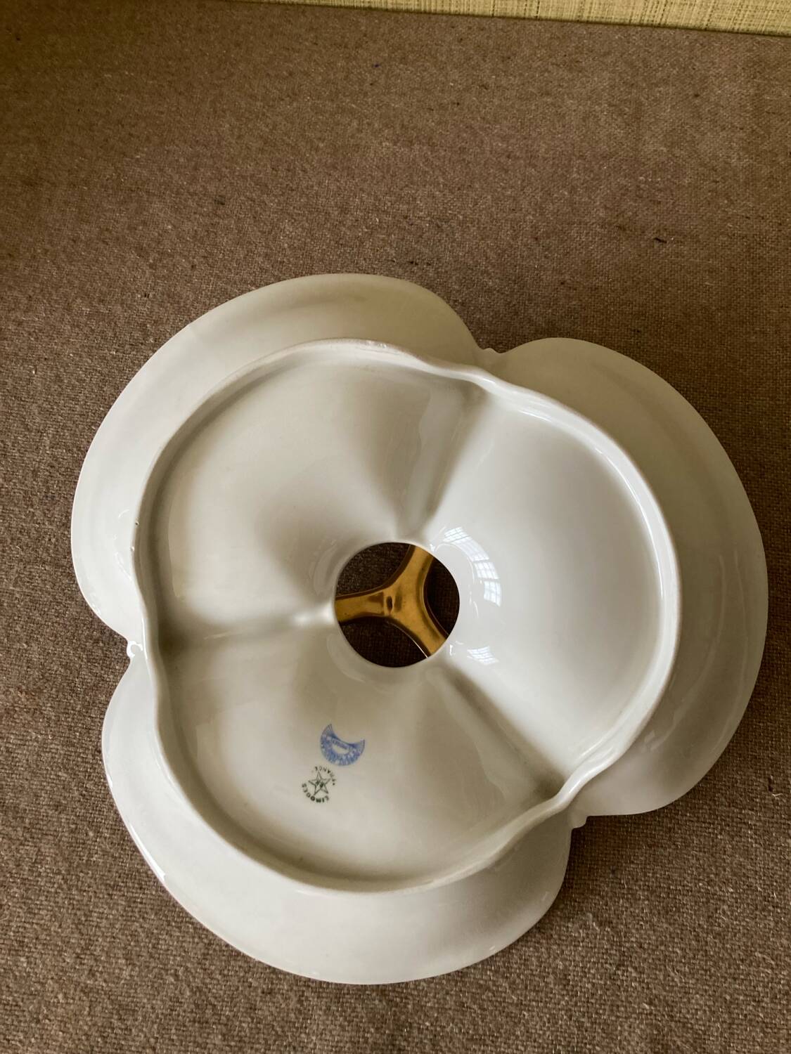 Three-compartment Limoges Havilland porcelain mendicant servant - Le Tanneur