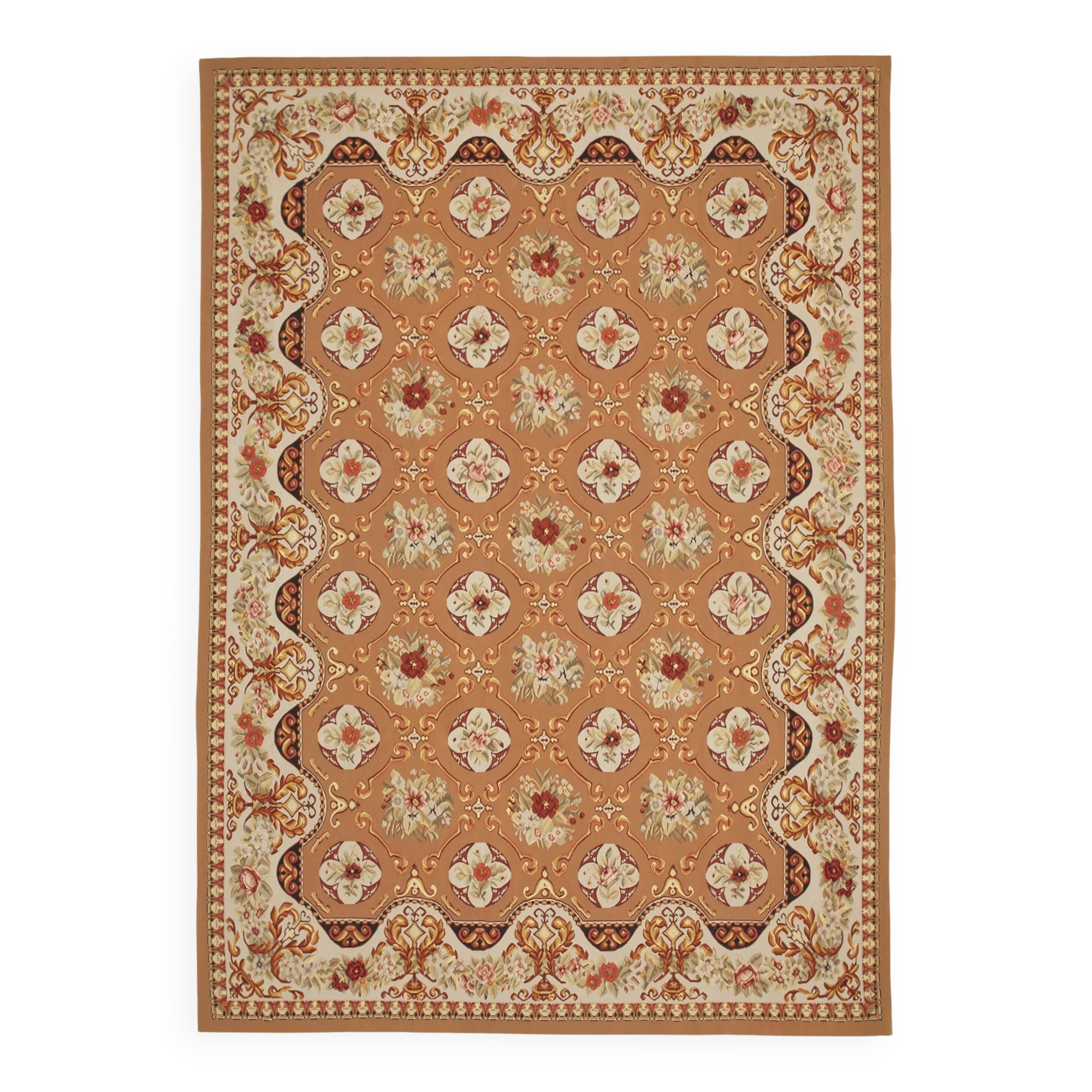 Handmade European Vintage Aubusson Kilim 300 cm x 430 cm