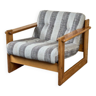60s 70s pine easy chair lounge chair danish modern design