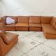 modular sofa of the 70s in tawny leather