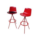 Paire tabourets de bar rouge / Vintage Design Lottus Enea