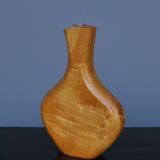 Maple Wood and Glass Sculptural Vase, 1980