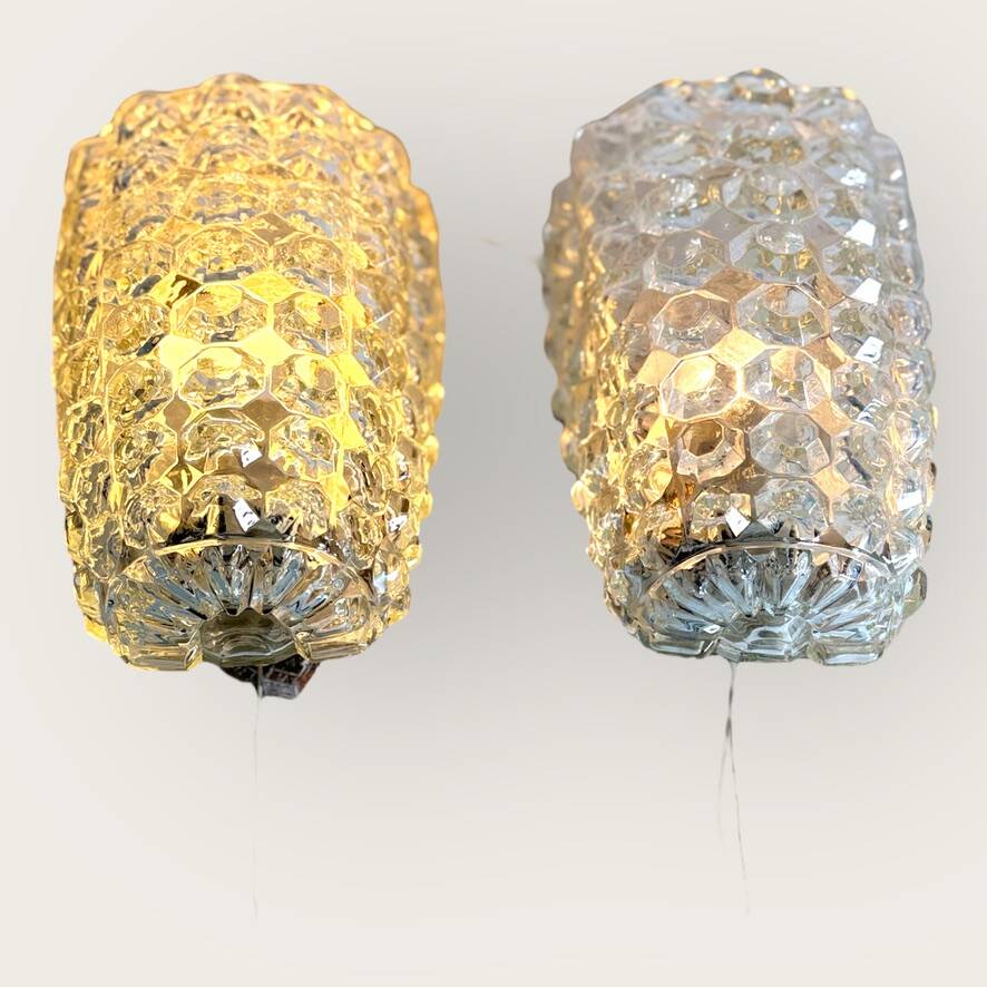 Helena Tynell Glashütte Limburg 1960 vintage Germany wall lights x2