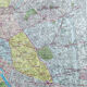 Vintage map 1970 Paris and its neighborhoods