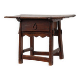 Table d'appoint espagnole en chêne du XVIIe siècle avec tiroir de style Wabi Sabi