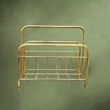 Vintage gold metal magazine rack – minimalist design – 1970s