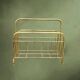 Vintage gold metal magazine rack – minimalist design – 1970s