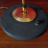 Arlus lamp in brass, satin lacquer metal and engraved glassware 1950